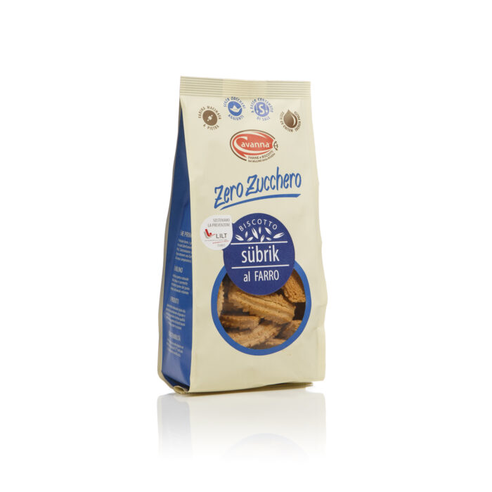 <span class="prodotto">Biscotti Zero Zucchero al Farro</span>
<span class="marchio">Cavanna</span>